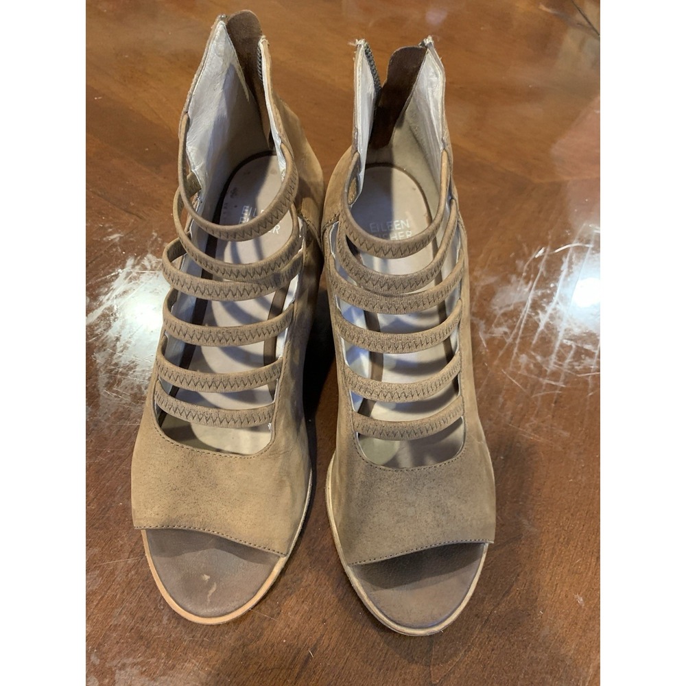 Eileen Fisher Women's Tan Open Toe Strappy Sandals Booties.‎ Size 8 Fairy